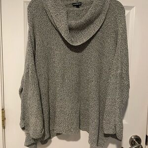 Express Gray Knit Poncho Sweater